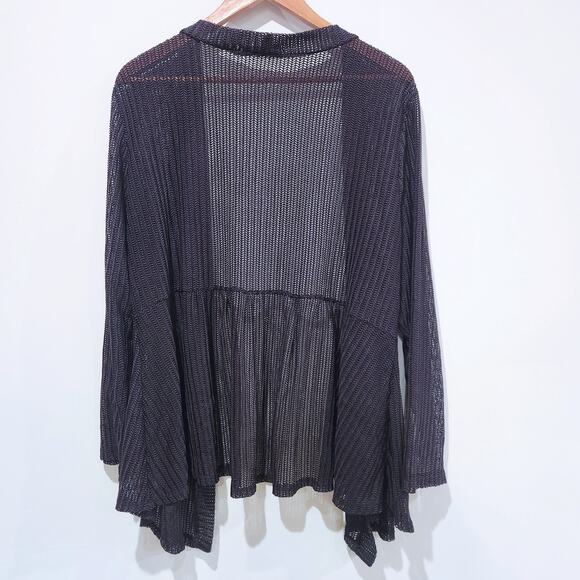 Joie De Vivre Womens Black Chevron Knit Open Cardigan Size XL Whimsygoth Layers - Picture 4 of 8